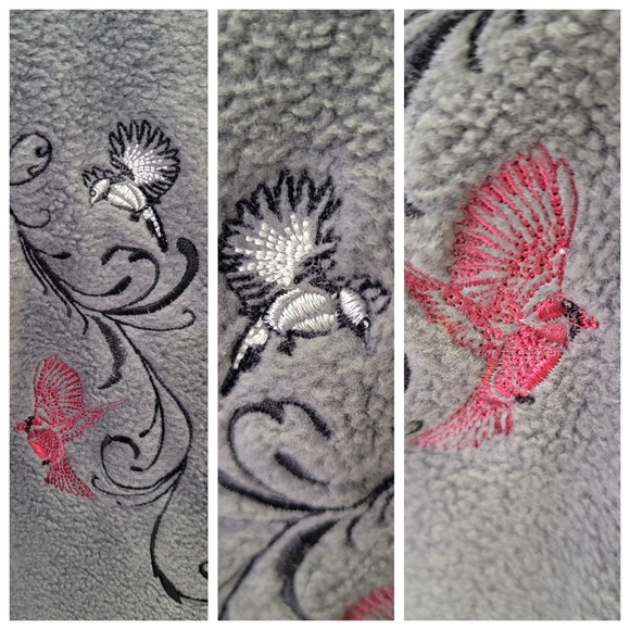 Northern Reflections Bird Embroidered Fleece Vest Cardinal Warm Women's M - Picture 3 of 17
